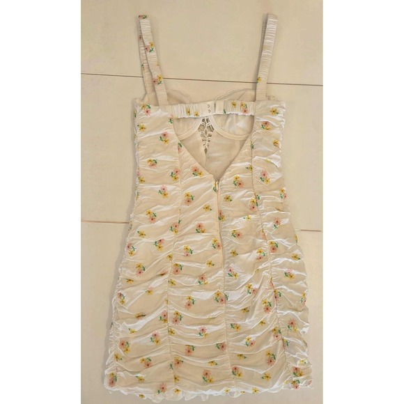 For Love Lemons Floral‎ Ruched Corset Mini Dress Coquette Lace Up XS - Picture 8 of 16